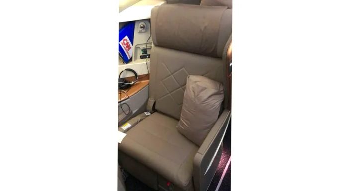 Richard’s seat aboard Singapore Airlines’ new A350-900ULR.