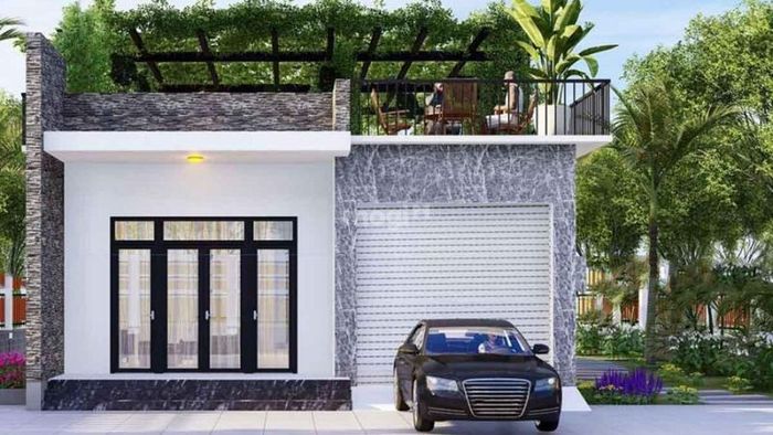 Mẫu nhà ống cấp 4 tận dụng không gian để thiết kế gara bên trong