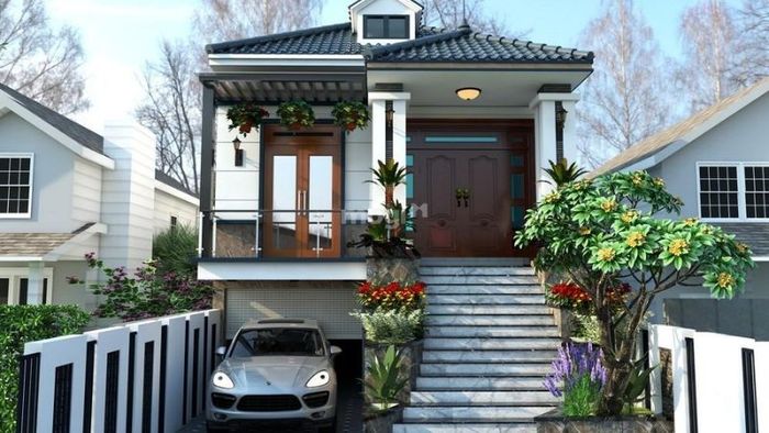 Mẫu nhà ống cấp 4 với gara tiện ích bên trong