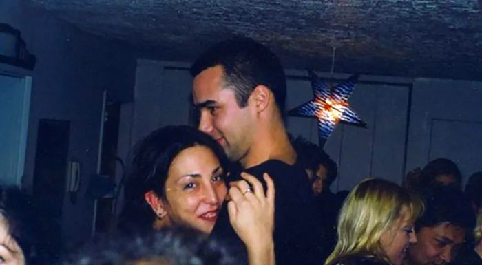 The couple got engaged during a New Year’s Eve party in 1999. This photo was taken right after Richard proposed to Dina, just as the clock struck midnight.