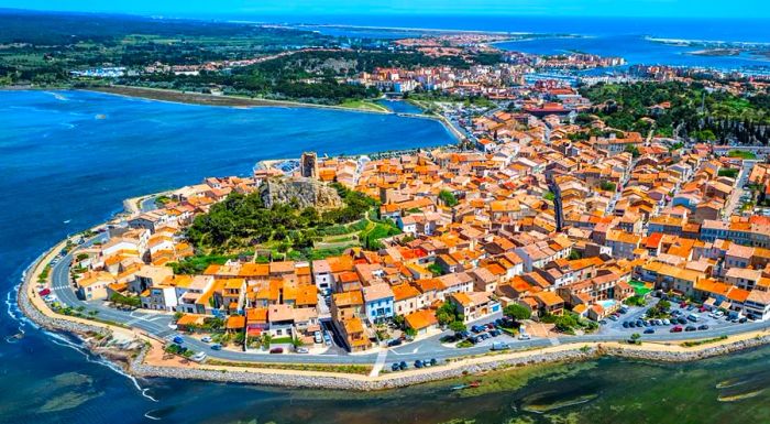 The town of Gruissan is nestled along the Mediterranean coast, approximately nine miles southeast of Narbonne.