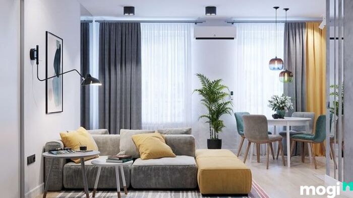 Mẫu thiết kế căn hộ 2 phòng ngủ 50m2 phong cách Color Block