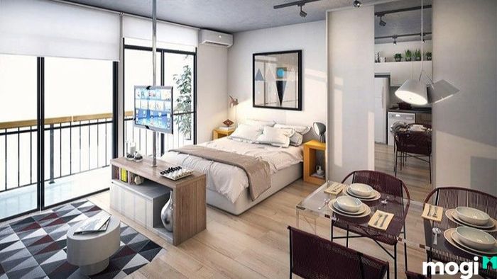 Mẫu thiết kế chung cư mini 50m2 2 phòng ngủ phong cách minimalism