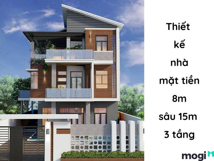 Thiết kế nhà mặt tiền 8m sâu 15m 3 tầng