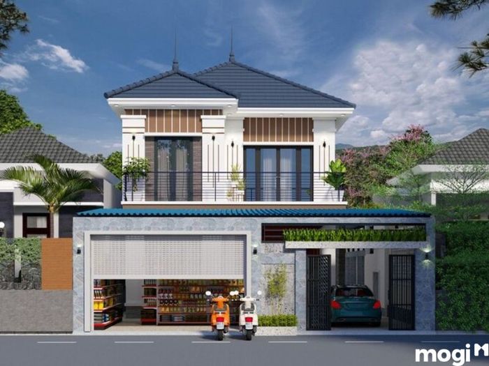Thiết kế nhà mặt tiền 8m sâu 15m kết hợp kinh doanh