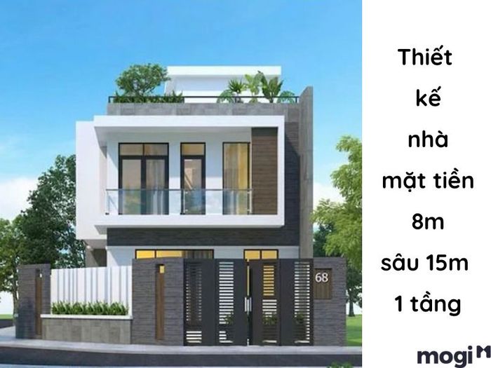 Thiết kế nhà mặt tiền 8m sâu 15m 1 tầng