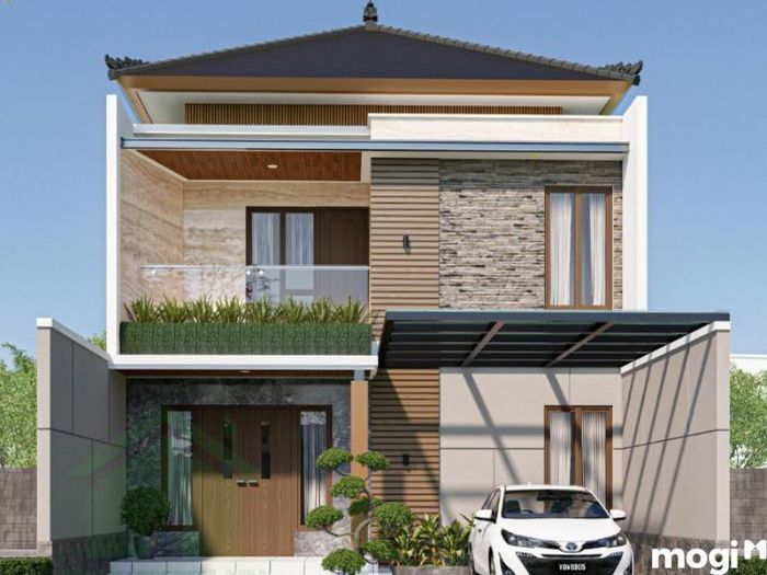 Mẫu thiết kế nhà mặt tiền 8m sâu 15m mái lệch với phong cách độc đáo