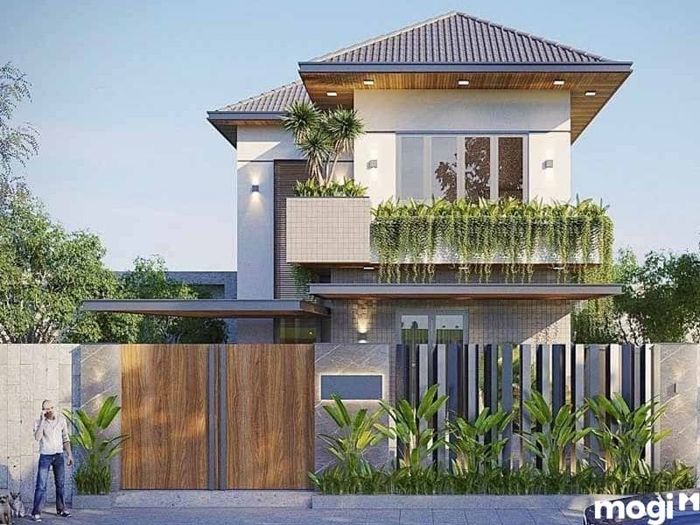 Thiết kế nhà mặt tiền 8m sâu 15m 2 tầng đầy đủ tiện nghi