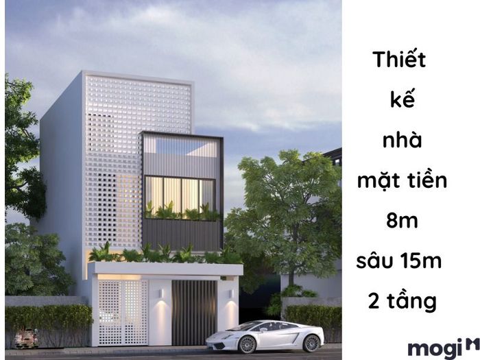 Thiết kế nhà mặt tiền 8m sâu 15m 2 tầng