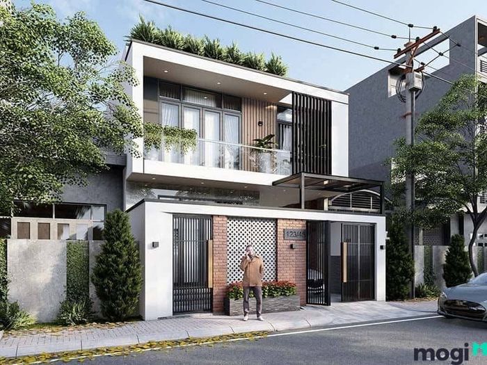 Mẫu nhà mặt tiền 8m sâu 15m mái bằng