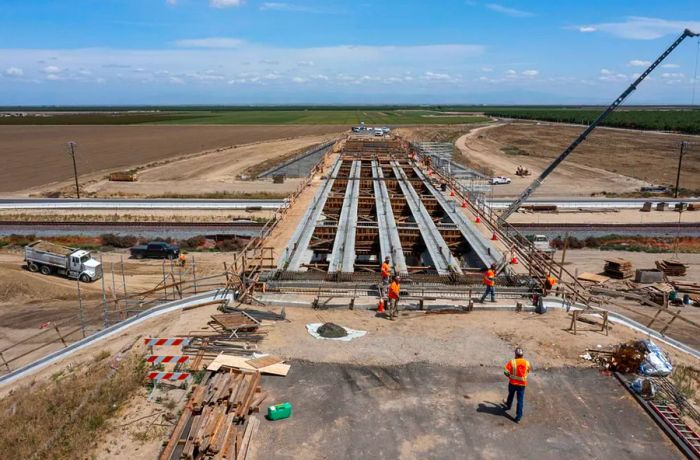 Construction is underway on the California High-Speed Rail (CHSR), a high-speed rail system connecting Los Angeles and San Francisco.