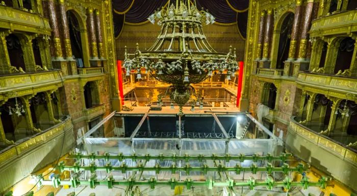 Freshly released photos provide a detailed look at the extensive renovation taking place at the Hungarian State Opera House.