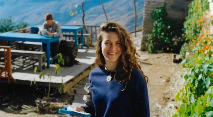 Here is Mandy Halse in Nepal on the morning of February 14, 1996.