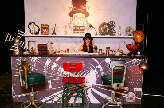 As part of the World Class competition, Jennifer Le Nechet designed a steampunk-inspired bar, showcasing her creativity and flair.