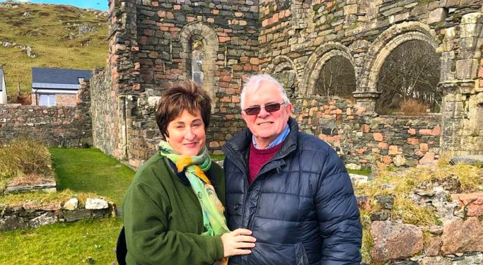 The couple, seen here visiting the Scottish island of Iona, are overjoyed to have found each other.