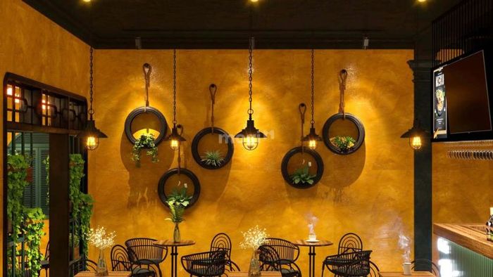 Tường quán cafe với phong cách Vintage giản dị