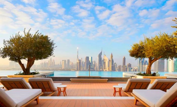 The 120-meter-long infinity pool at The Link holds the title of the UAE's longest suspended pool.