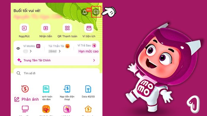 Hướng dẫn chặn tin nhắn rác trên MoMo - bước 1