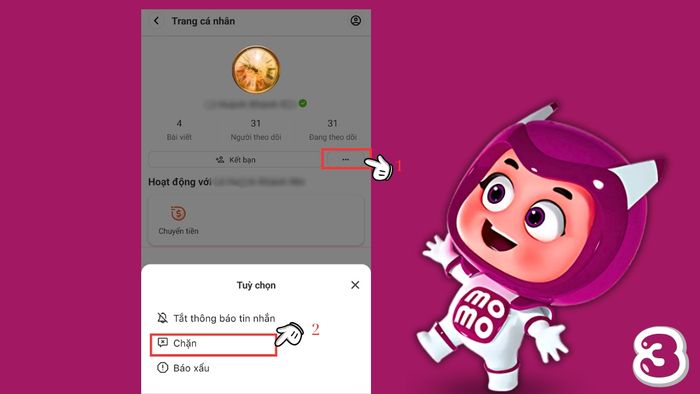 Hướng dẫn chặn tin nhắn rác trên MoMo - bước 3
