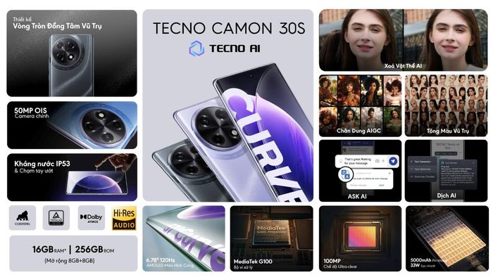 Tổng quan về smartphone Tecno Camon 30S