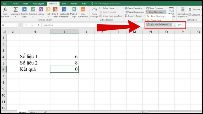 Khắc phục lỗi Excel không tính toán do vòng lặp - Bước 2