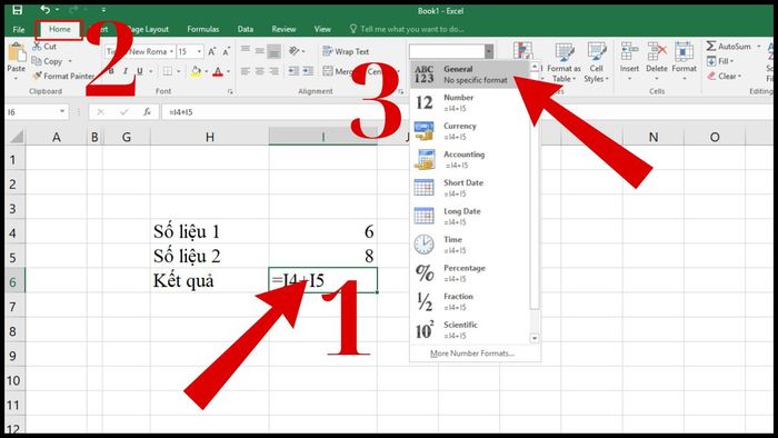Sửa lỗi Excel không tính công thức - Điều chỉnh lại định dạng ô nhập công thức