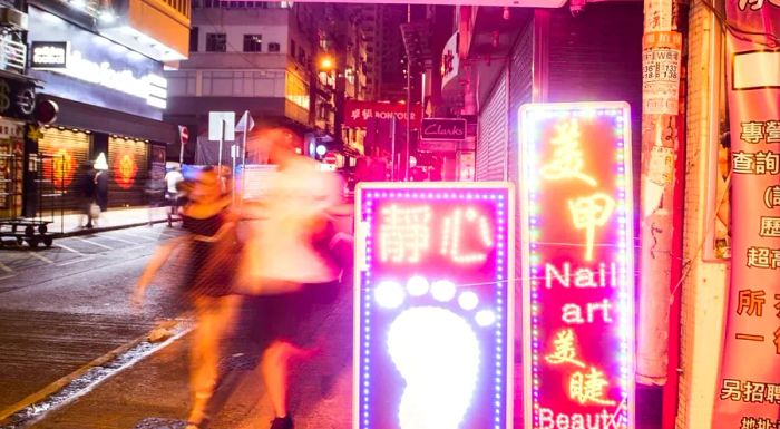 The bustling lights and energy of Mongkok.