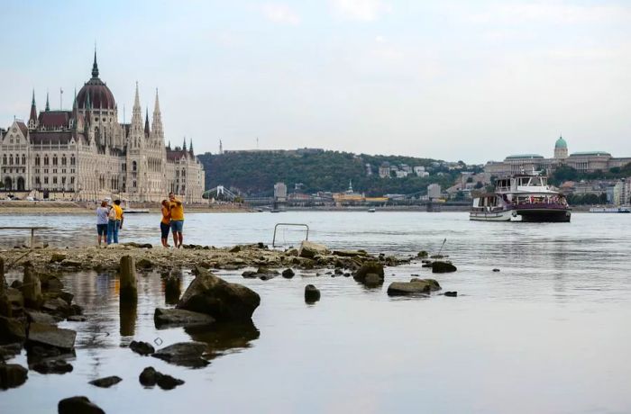 Water levels in the Danube have fallen in Budapest.