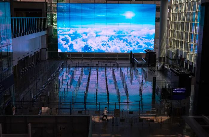 Once a major international hub, Hong Kong's airport traffic has plummeted significantly during the pandemic.