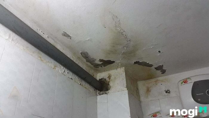 Trần nhà bị ẩm mốc, nứt nẻ gây mất thẩm mỹ và ảnh hưởng đến sức khỏe.