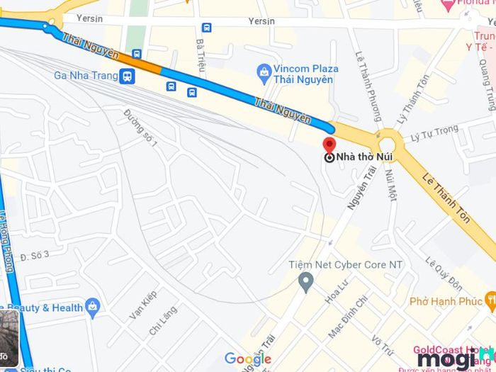 Nhà thờ Núi Nha Trang nằm ở số 1 đường Thái Nguyên, phường Phước Tân, thành phố Nha Trang