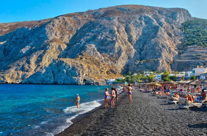 Santorini's beaches are a favorite among tourists.