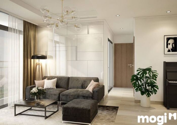 Việc chọn màu trắng và nâu làm chủ đạo giúp không gian trở nên nổi bật và đầy cuốn hút, tạo điểm nhấn đặc biệt cho căn hộ.