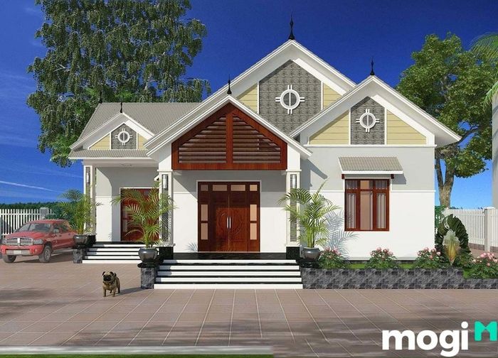 mẫu nhà mái thái 1 tầng 3 phòng ngủ 100m2