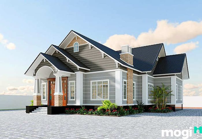 Mẫu nhà 1 tầng 3 phòng ngủ diện tích 100m2