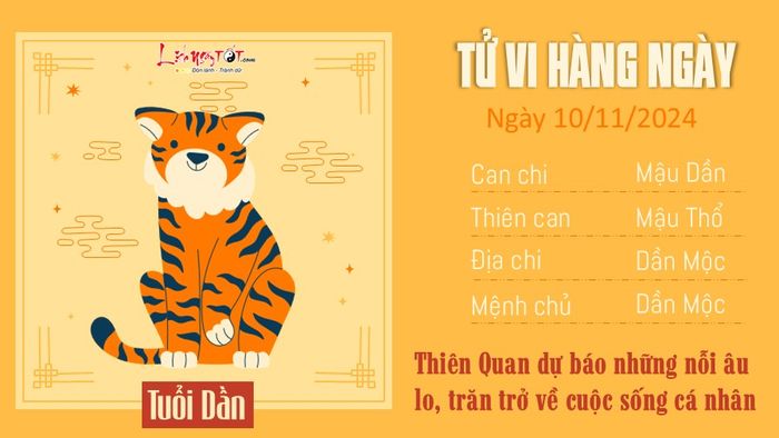 Tử vi hàng ngày 10/11/2024 của 12 con giáp - Tuổi Dần