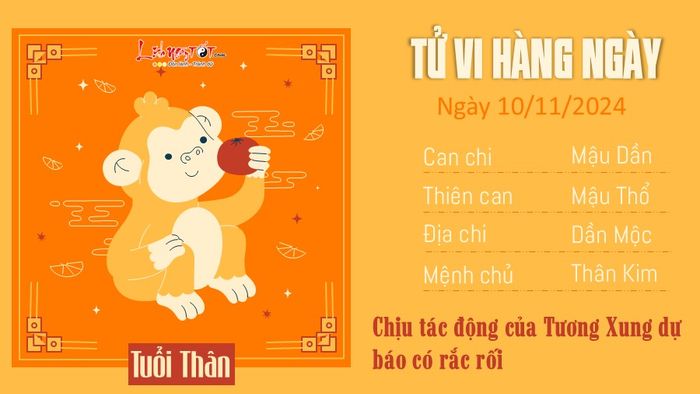 Tử vi hàng ngày 10/11/2024 của 12 con giáp - Tuổi Thân