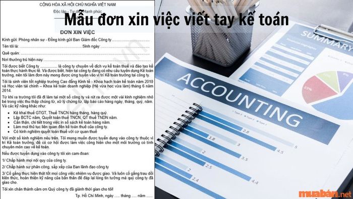 Mẫu đơn xin việc viết tay cho vị trí kế toán