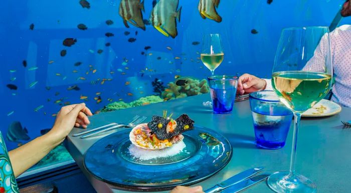 German chef Bjoern van den Oever is responsible for curating the menu at 5.8 Undersea Restaurant.