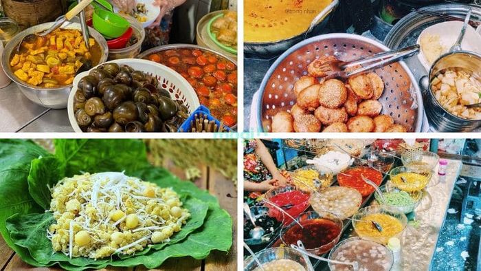 Khám phá và thưởng thức vô vàn món ngon hấp dẫn tại khu ẩm thực Đồng Xuân – Nguồn ảnh: Sưu tầm