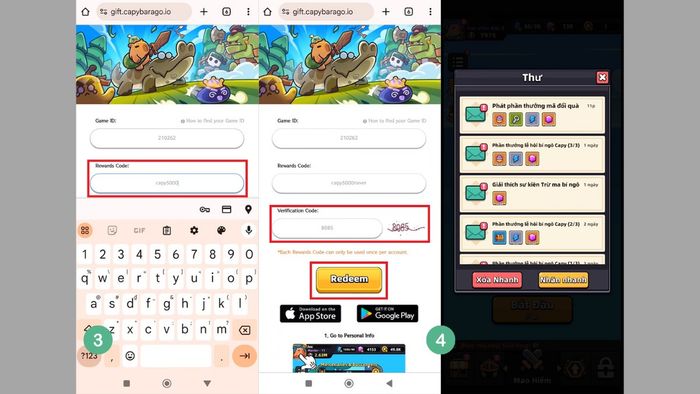 Hướng dẫn nhập mã code Capybara Go - bước 2