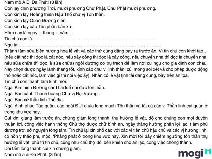 Văn khấn mượn tuổi để xây nhà