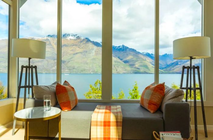 This deluxe suite at Matakauri Lodge offers unbeatable scenery.