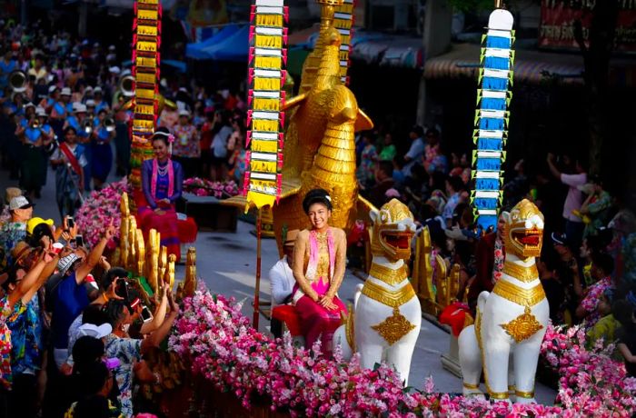 Songkran festivities also feature colorful parades, beauty pageants, and live music performances.