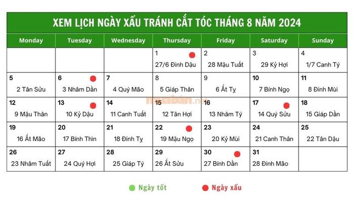 Các ngày xấu trong tháng 8 không nên cắt tóc