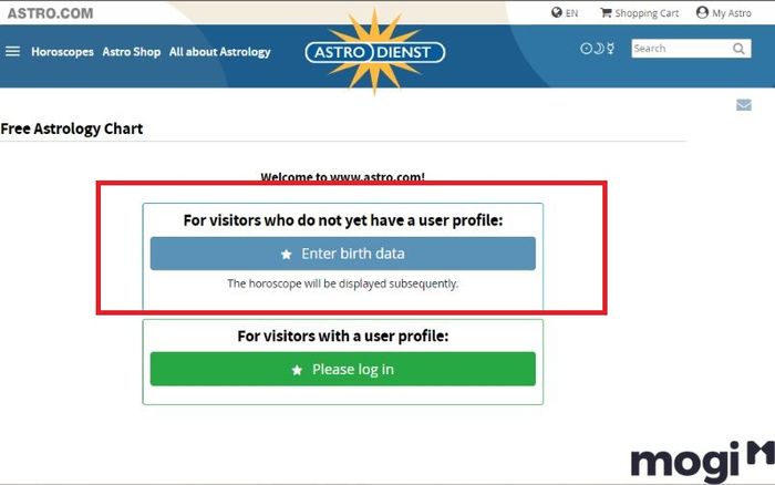 Chọn vào mục Enter birth data để nhập dữ liệu sinh của bạn