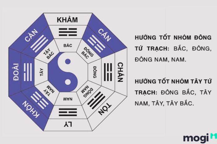 Hướng nhà phù hợp cho nữ Quý Mùi: Bắc (Diên Niên), Nam (Phục Vị), Đông (Sinh Khí), Đông Nam (Thiên Y)