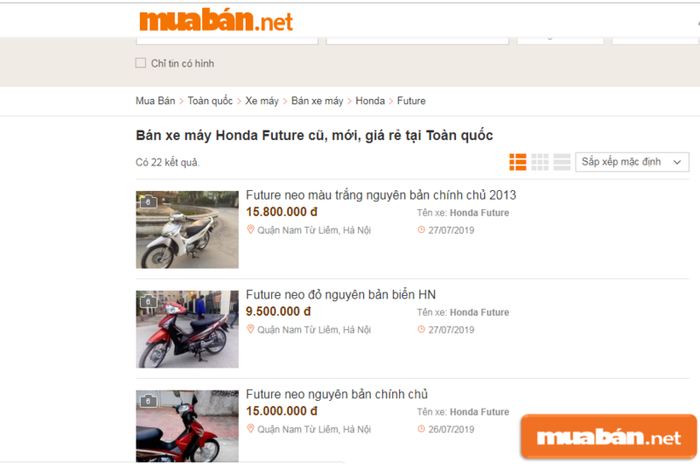 Mức giá xe Future Neo hiện tại