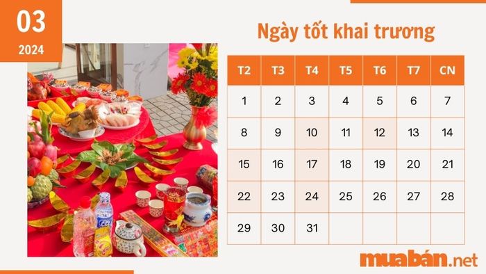 Ngày đẹp khai trương theo lịch âm tháng 3 năm 2024