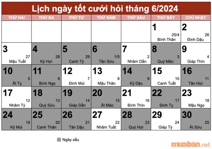 Những ngày xấu nên tránh khi tổ chức lễ cưới trong tháng 6 năm 2024